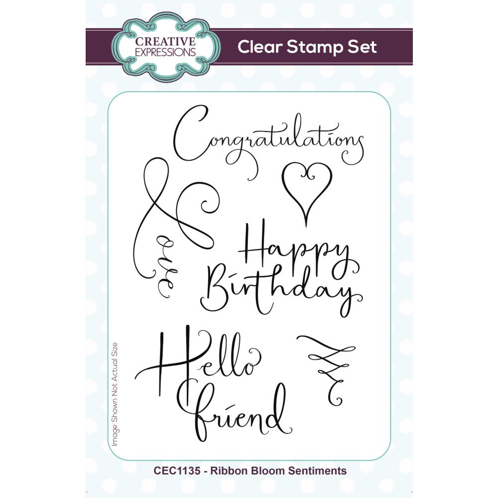 Creative Expressions 6"X4" Clear Stamp Set: Ribbon Bloom Sentiments (CEC1135)