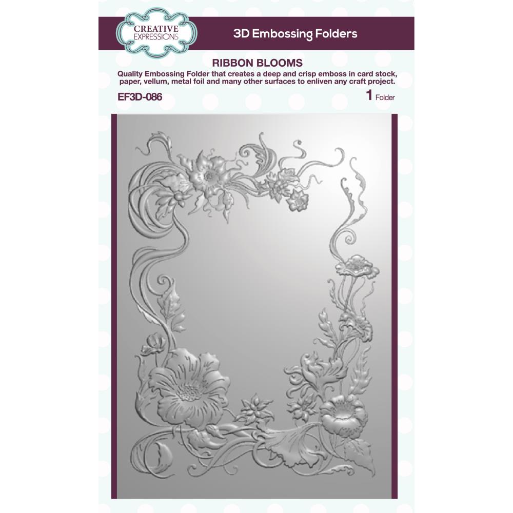 Creative Expressions 5"X7" 3D Embossing Folder: Ribbon Blooms (EF3D086)