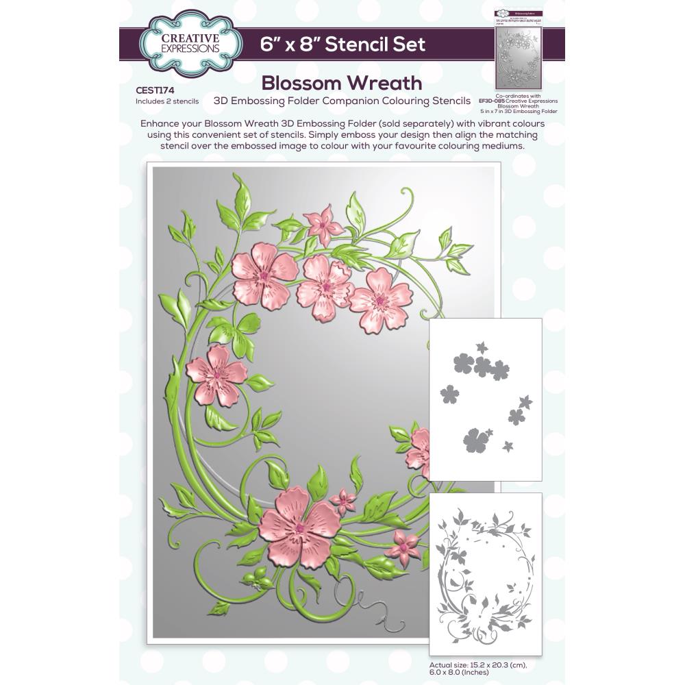 Creative Expressions Companion Colouring 6"X8" Stencil: Blossom Wreath, 2/Pkg (CEST174)