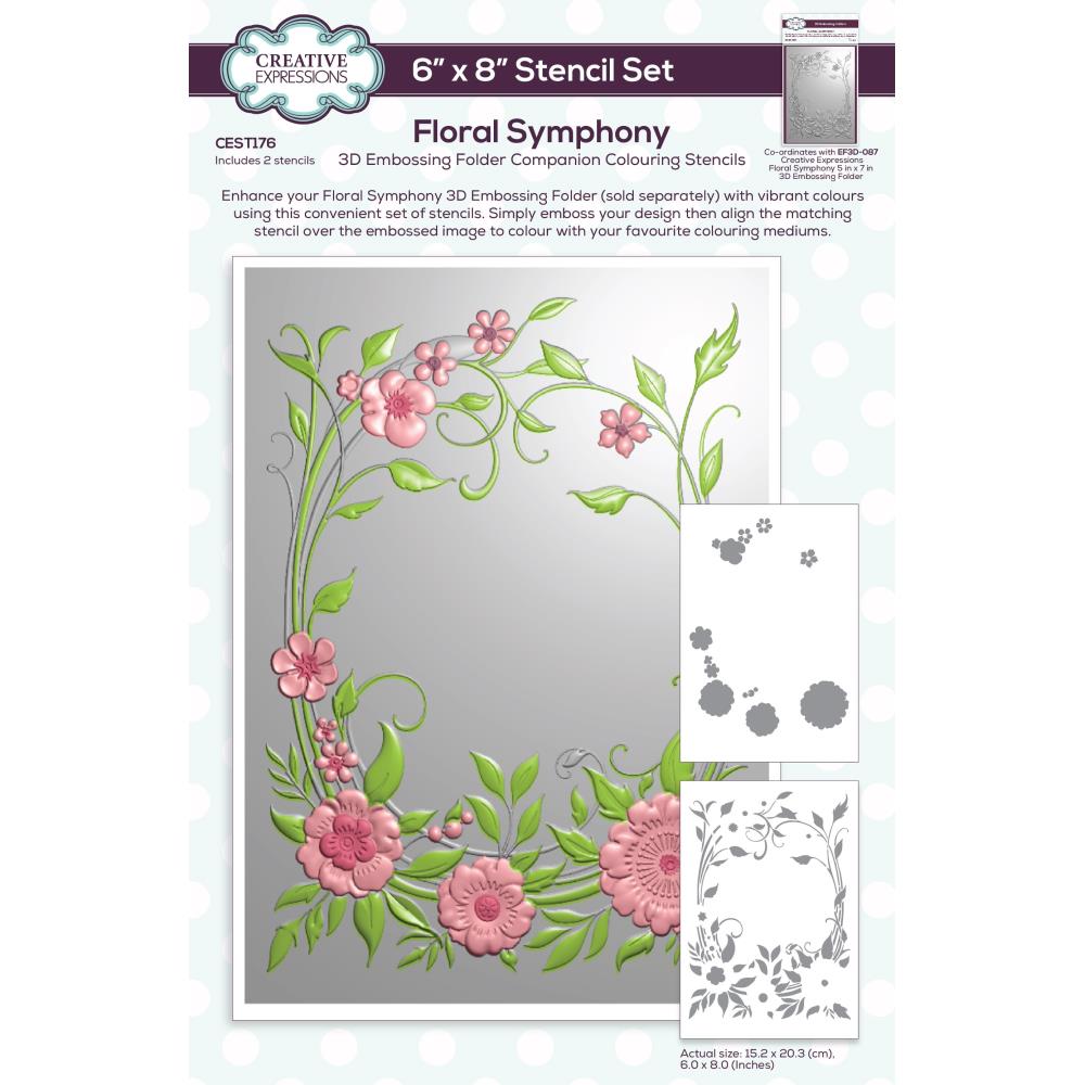 Creative Expressions Companion Colouring 6"X8" Stencil: Floral Symphony, 2/Pkg (CEST176)