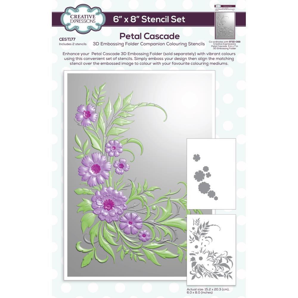 Creative Expressions Companion Colouring 6"X8" Stencil: Petal Cascade, 2/Pkg (CEST177)