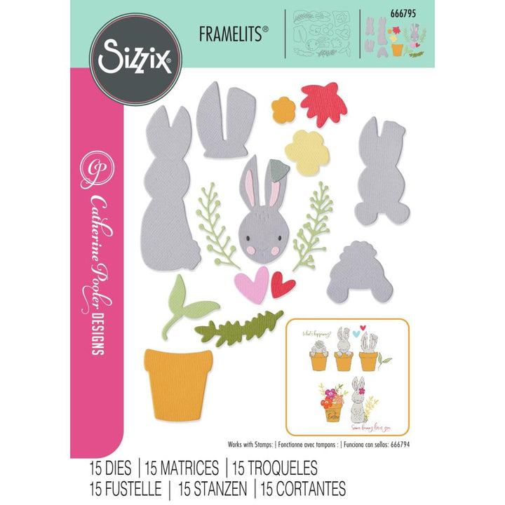 Sizzix Thinlits Die Set: Bunny Bits & Blooms #2, 15/Pkg, By Catherine Pooler (666795)