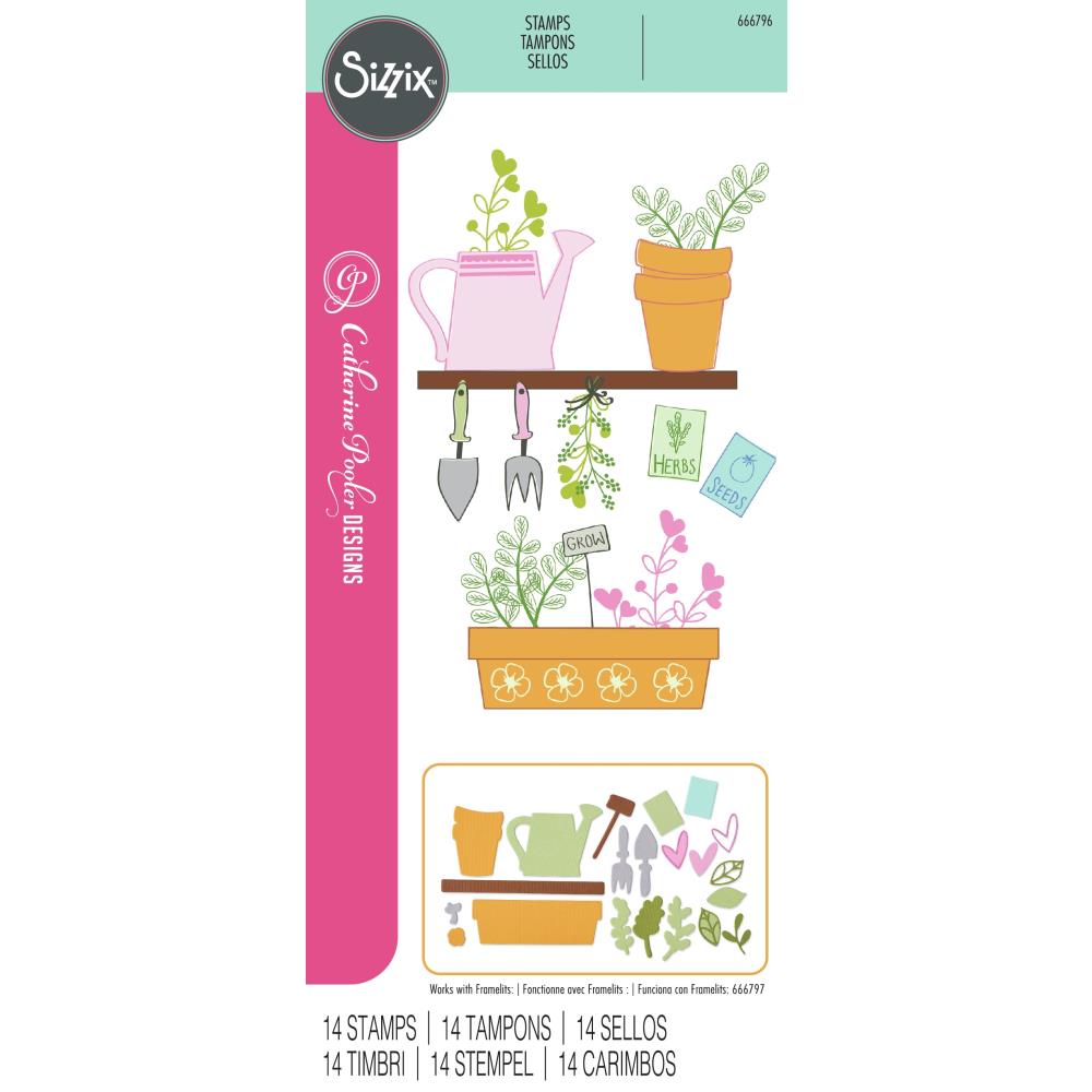 Sizzix Clear Stamps: Greenhouse Finds, 14/Pkg, By Catherine Pooler  (666796)