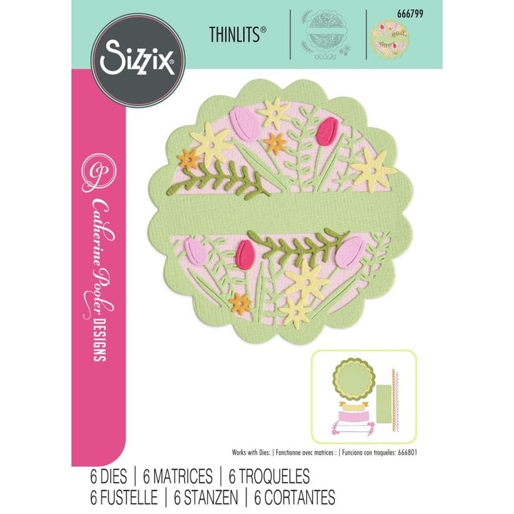 Sizzix Thinlits Die Set: Tulips & Blooms Circle, 6/Pkg, By Catherine Pooler (666799)