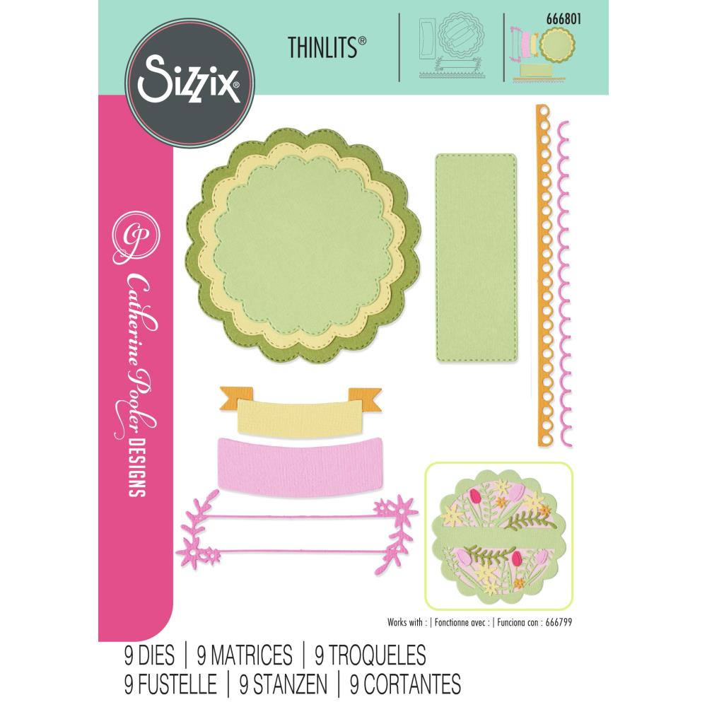 Sizzix Thinlits Die Set: Scalloped Circles - Borders & Banners, 10/Pkg, By Catherine Pooler (666801)