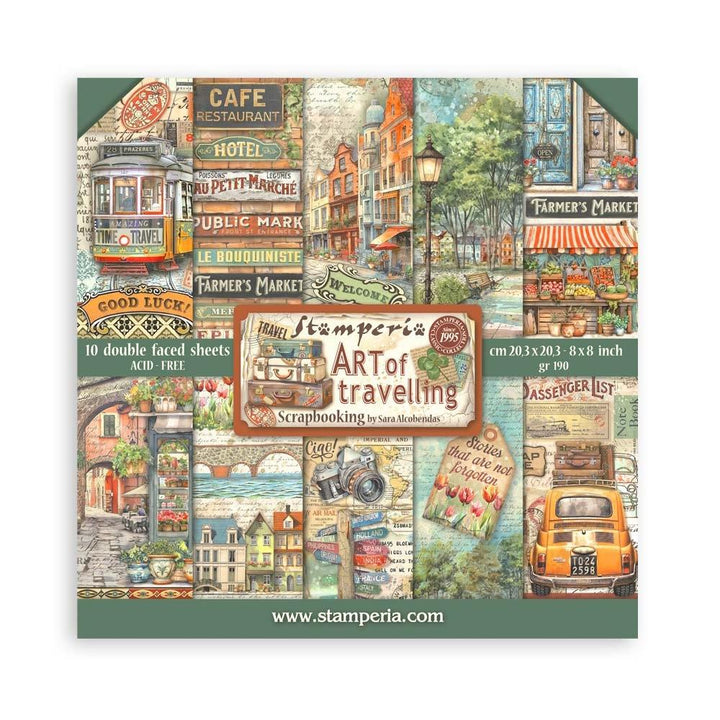 Stamperia Art Of Travelling 8"X8" Double-Sided Paper Pad, 10/Pkg (SBBS120)