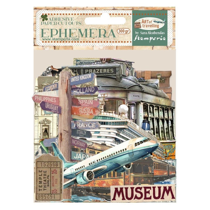 Stamperia Art Of Travelling Cardstock Ephemera Adhesive Paper Cut Outs (DFLCT58)