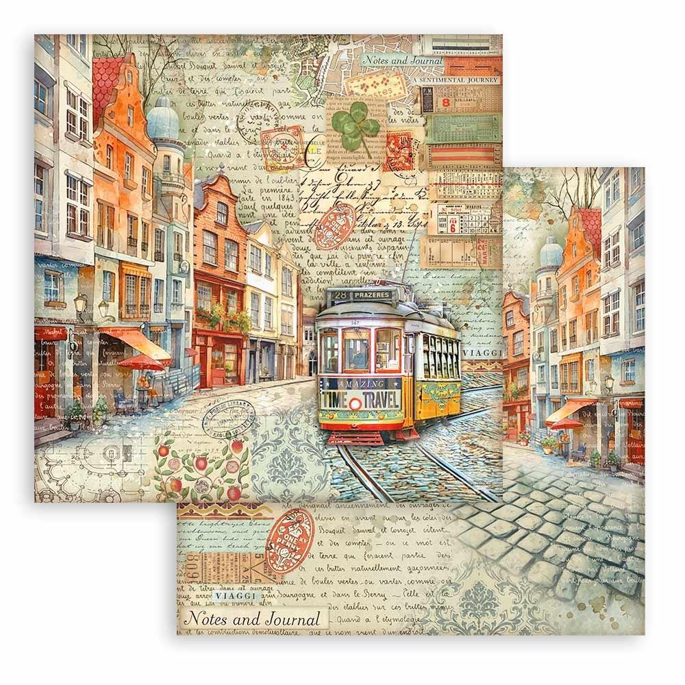 Stamperia Art Of Travelling 12"X12" Double-Sided Cardstock: Tram (SBB1038)