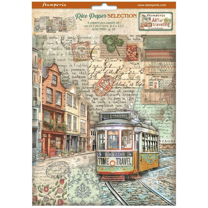 Stamperia Art Of Travelling A4 Assorted Rice Paper, 6/Sheets (DFSA4XTV)