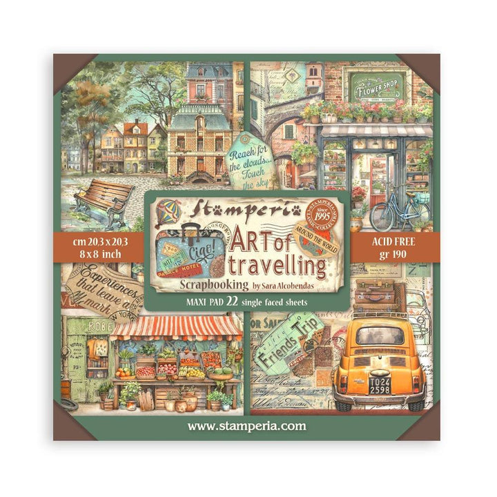 Stamperia Art Of Travelling 8"X8" Single-Sided Paper Pad, 22/Pkg (SBBSXB07)