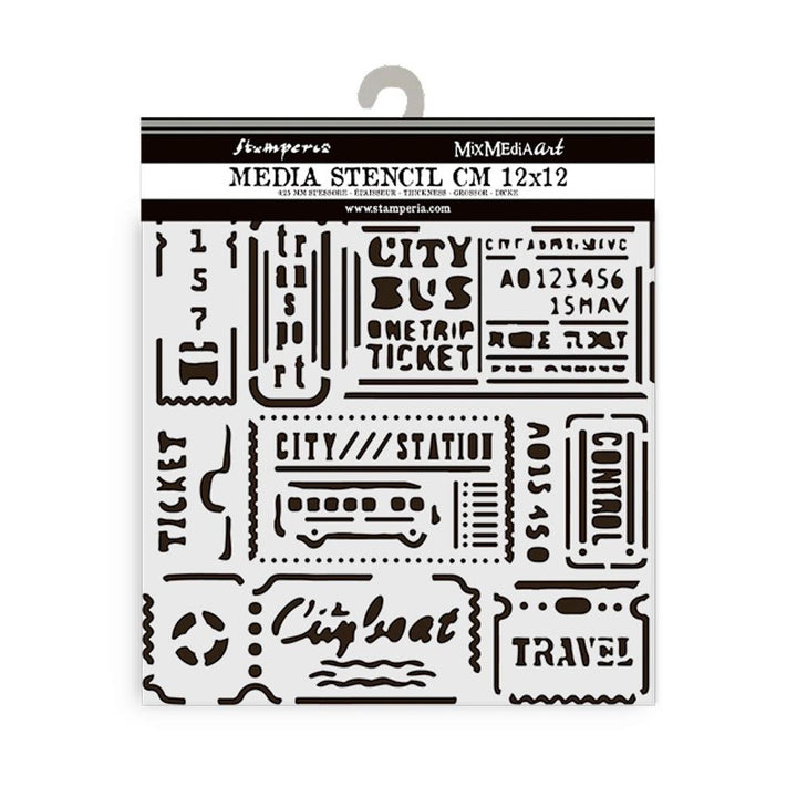 Stamperia Art Of Travelling 4.72"X 4.72" Stencil: Tickets (KSTDS06)