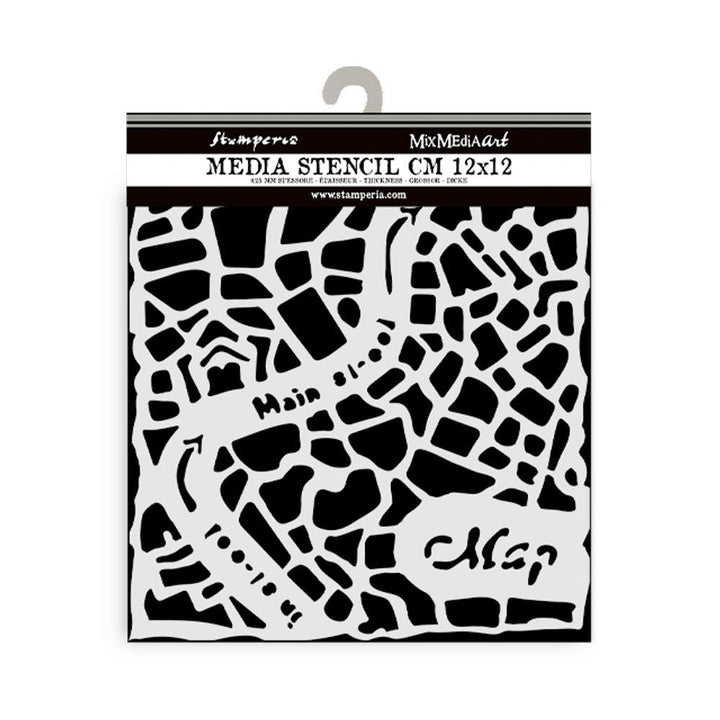 Stamperia Art Of Travelling 4.72"X 4.72" Stencil: Street Map (KSTDS07)