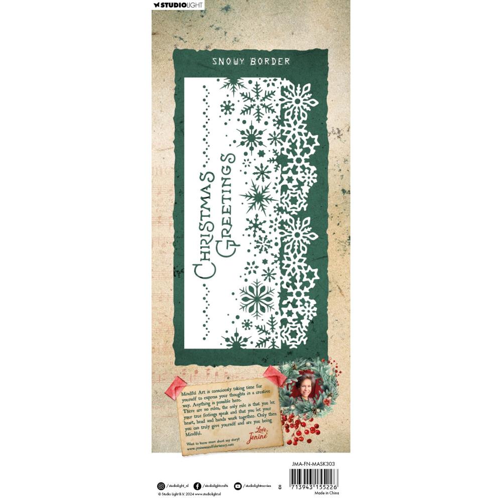 Studio Light Jenine's Mindful Art Festive Nostalgia Stencil: Nr. 303, Snowy Border (5A002BF31GF0Z)