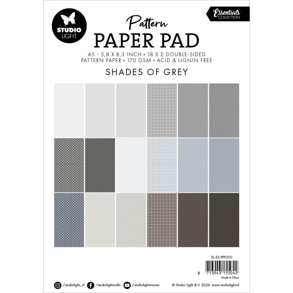 Studio Light Essentials 5.86"X8.26" Pattern Paper Pad: Nr. 250, Shades Of Grey, 36/Pkg (5A002BKF1GF0V)