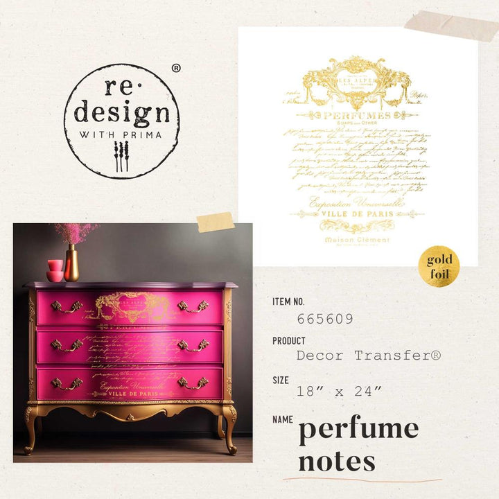 Prima Marketing Re-Design Gold Foil Kacha Decor Transfers: Perfume Notes (RE665609)