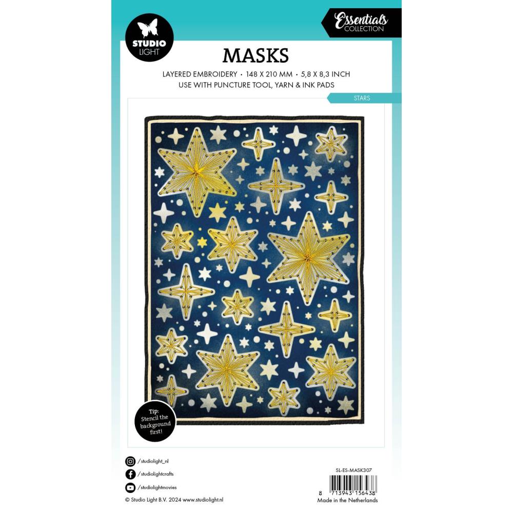 Studio Light Essentials 5.83"X8.25" Stencil: Nr. 307, Stars (5A002BFL1GF1M)