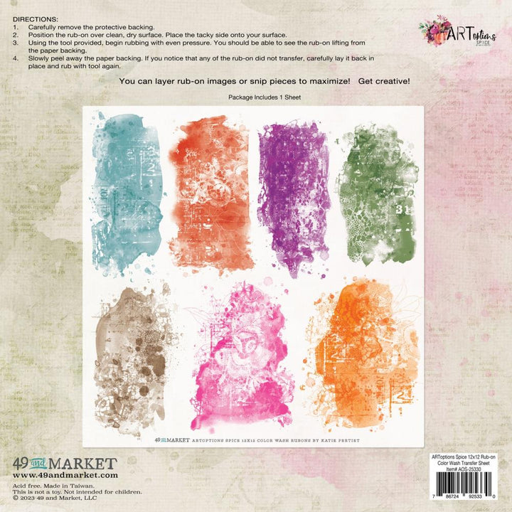 49 and Market ARToptions Spice 12"X12" Rub-Ons: Color Wash (AOS25330)
