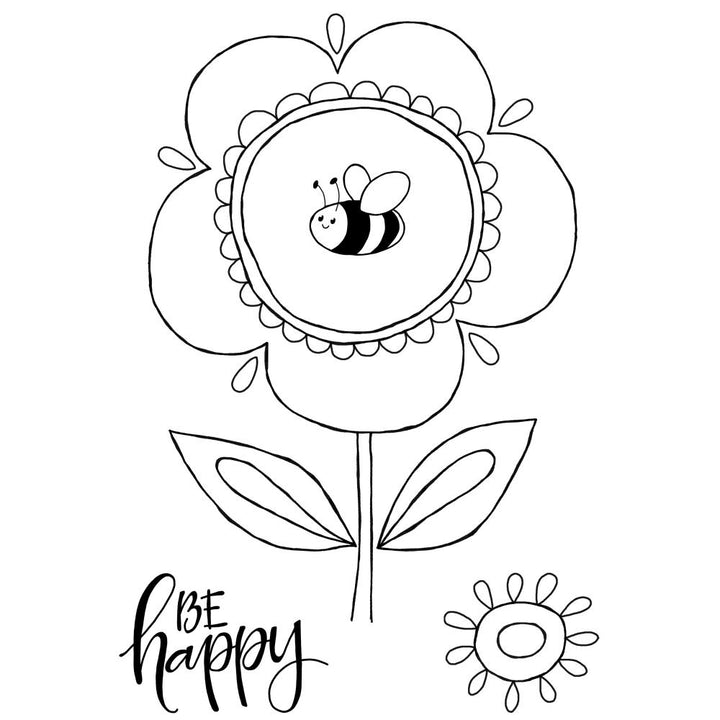 Woodware 4"X6" Clear Stamp Singles: Petal Doodles Be Happy (JGS862)