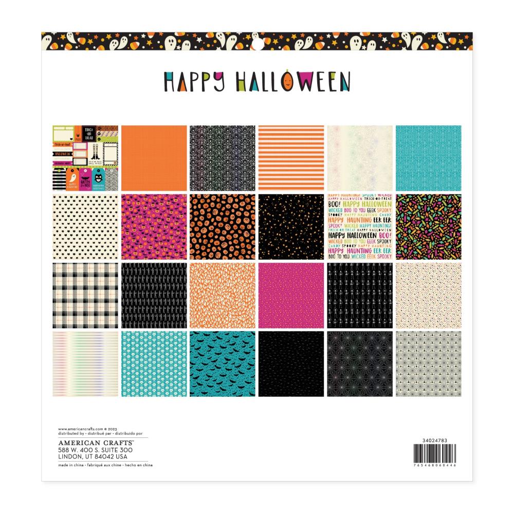 American Crafts Happy Halloween 12"X12" Single-Sided Paper Pad: w/Holographic Foil, 24/Pkg (ACHH4783)