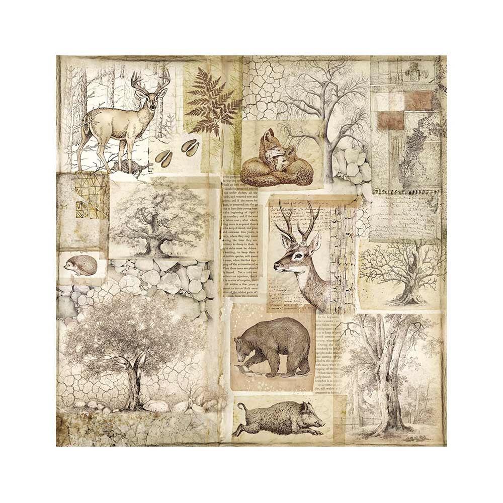 Stamperia Forest 12"X12" Polyester Fabric: 4/Pkg (5A002CJ91GG03)