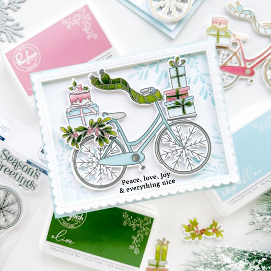 Pinkfresh Studio 4.25"X5.5" Stencils: Holiday Bicycle, 4/Pkg (5A002CMF1GG4Y)