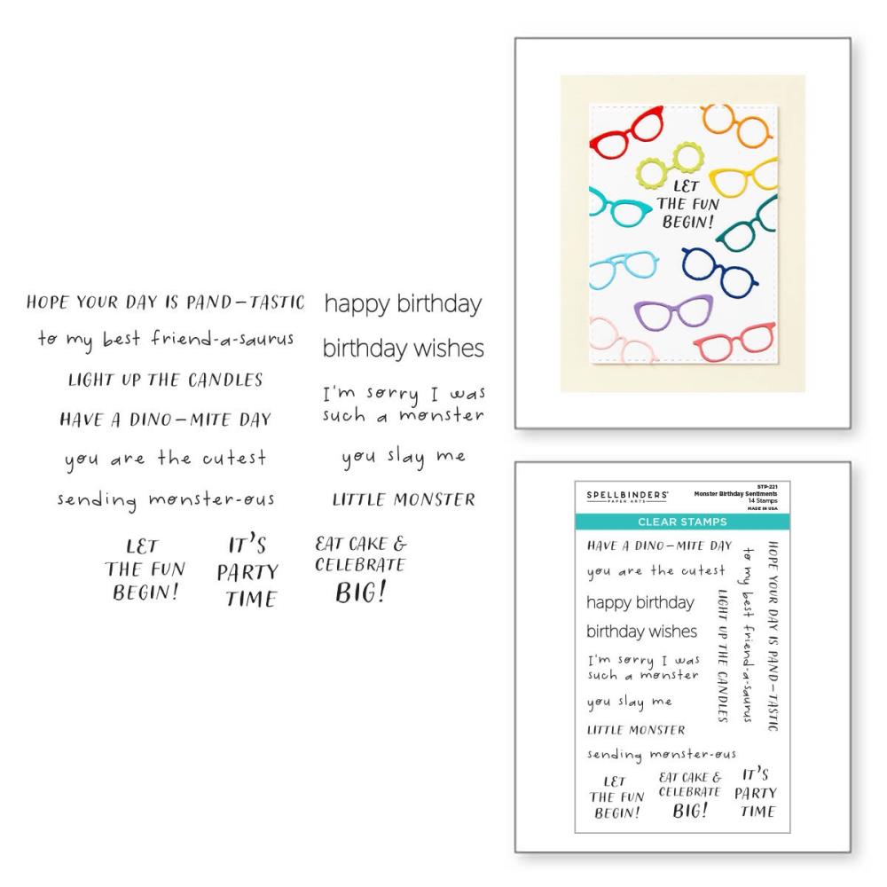 Spellbinders The Monster Birthday Clear Stamp Set: Monster Birthday Sentiments (STP221)