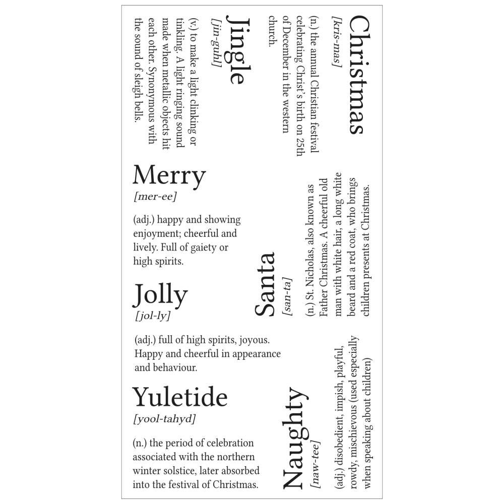 Sizzix Clear Stamps: Festive Dictionary Definitions, By Pete Hughes (666316)