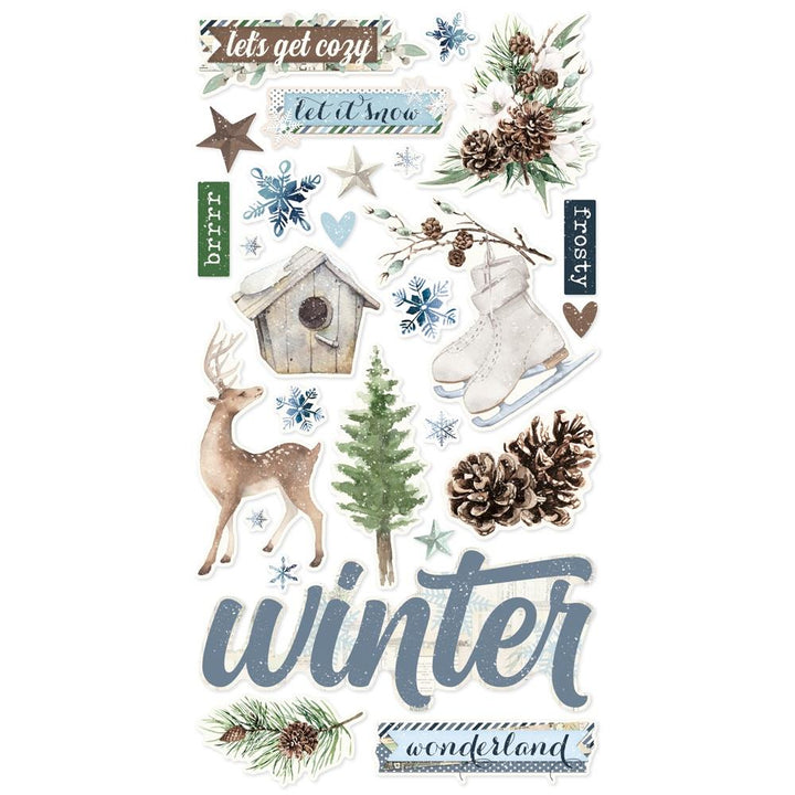 Simple Stories Simple Vintage Fresh Snow 6"X12" Chipboard Stickers (23720)