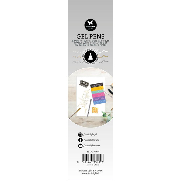 Studio Light Essentials Gel Pens: Nr. 01, White, Gold & Silver, 3/Pkg (5A0023LB1G6LW)