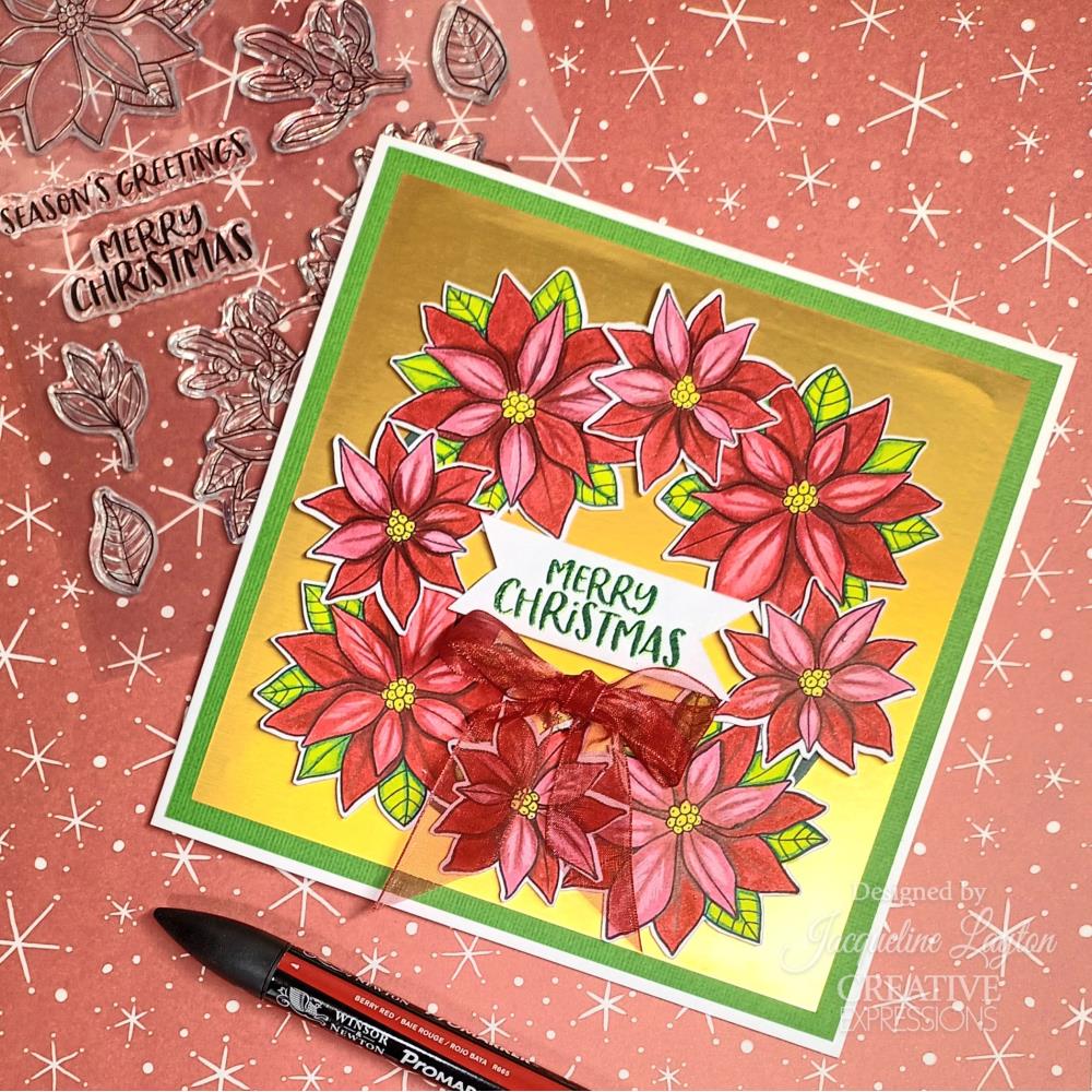 Creative Expressions Jane's Doodles 6"x8" Clear Stamp Set: Poinsettia (CEC1036)