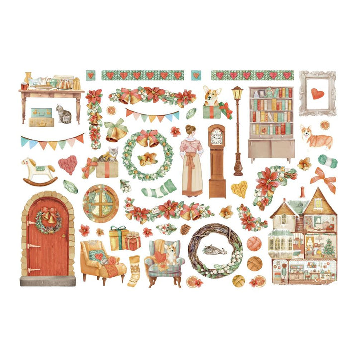 Stamperia All Around Christmas Cardstock Ephemera Adhesive Paper Cut Outs (DFLCT26)