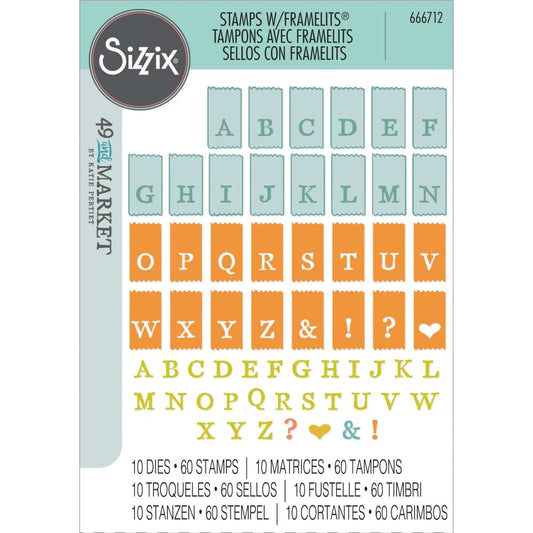 Sizzix/49 and Market A5 Clear Stamps With Framelits Die: Tab Stamp Alpha (5A00241Q1G7B2)