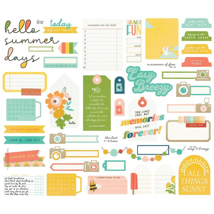 Simple Stories Summer Snapshots Bits & Pieces Die-Cuts: Journal, 44/Pkg (SMS22019)