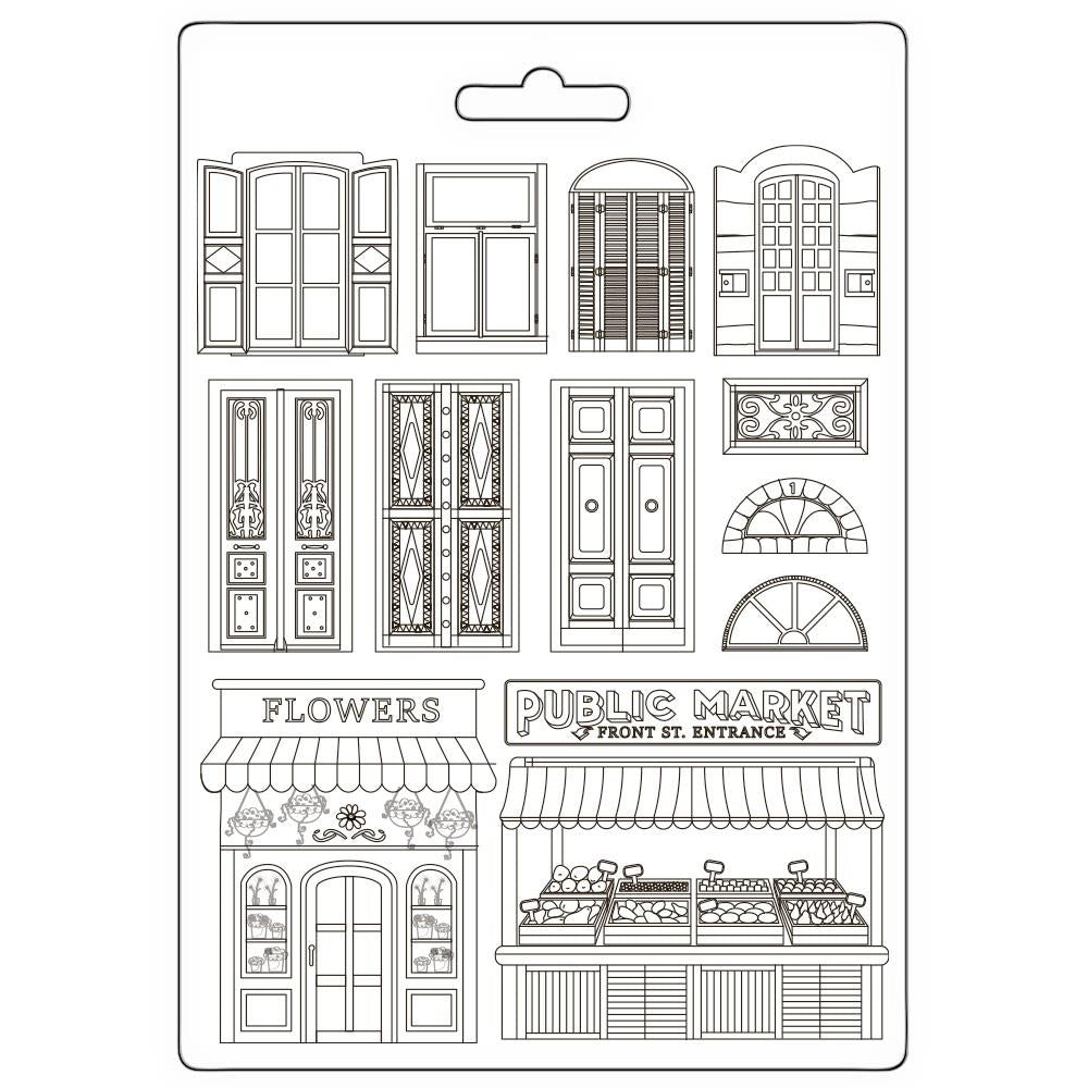 Stamperia Art Of Travelling A4 Soft Maxi Mould: Doors And Window (K3PTA4584)