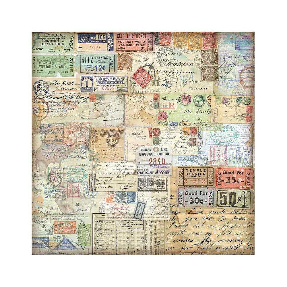 Stamperia Art Of Travelling 12"X12" Polyester Fabric, 4/Pkg (SBPLT40)