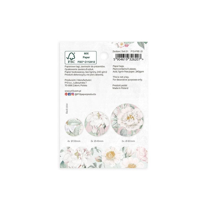 P13 Precious Double-Sided Cardstock Tags: #01, 9/Pkg (P13PRE21)