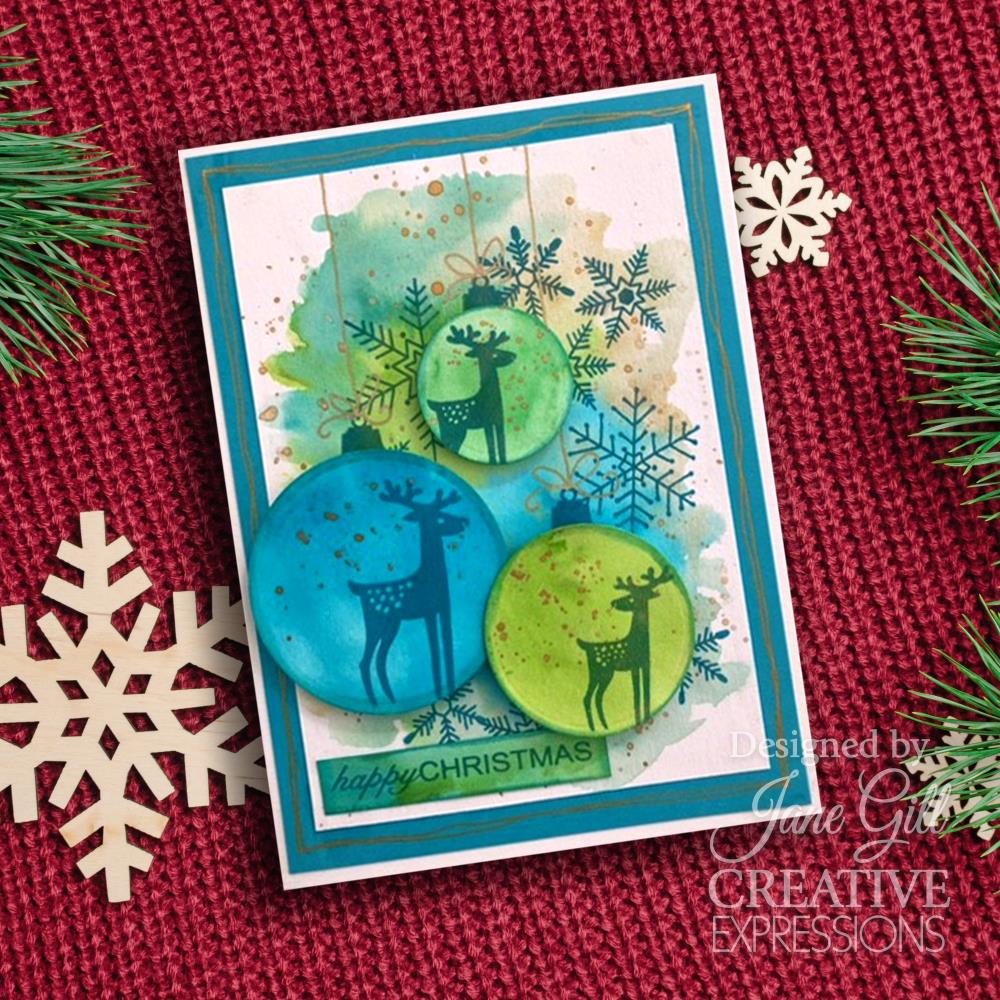 Woodware 4"X6" Clear Stamps Singles: Paintable Baubles Reindeer (5A002B5K1GDND)