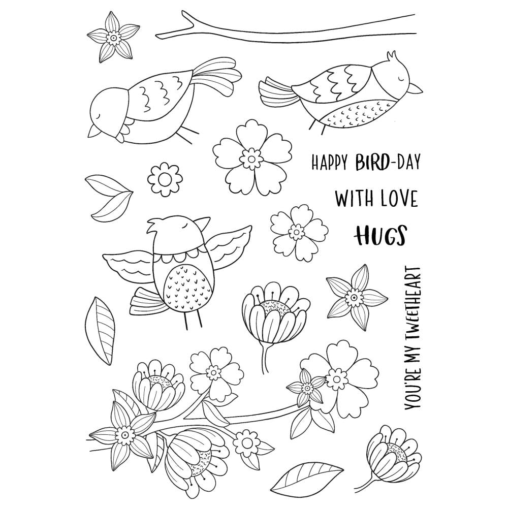 Creative Expressions Jane's Doodles 6"X8" Clear Stamp: Birdsong Blooms (CEC1063)