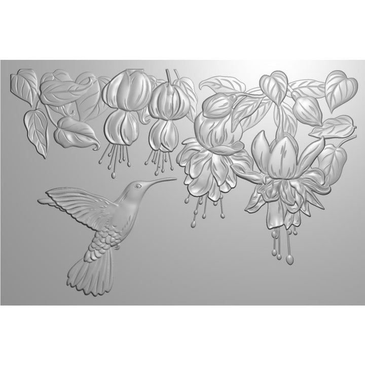 Crafter's Companion Nature's Garden Fabulous Fuchsia 4"X6" 3D Embossing Folder: Hummingbird In Flight (3DEF4HIF)