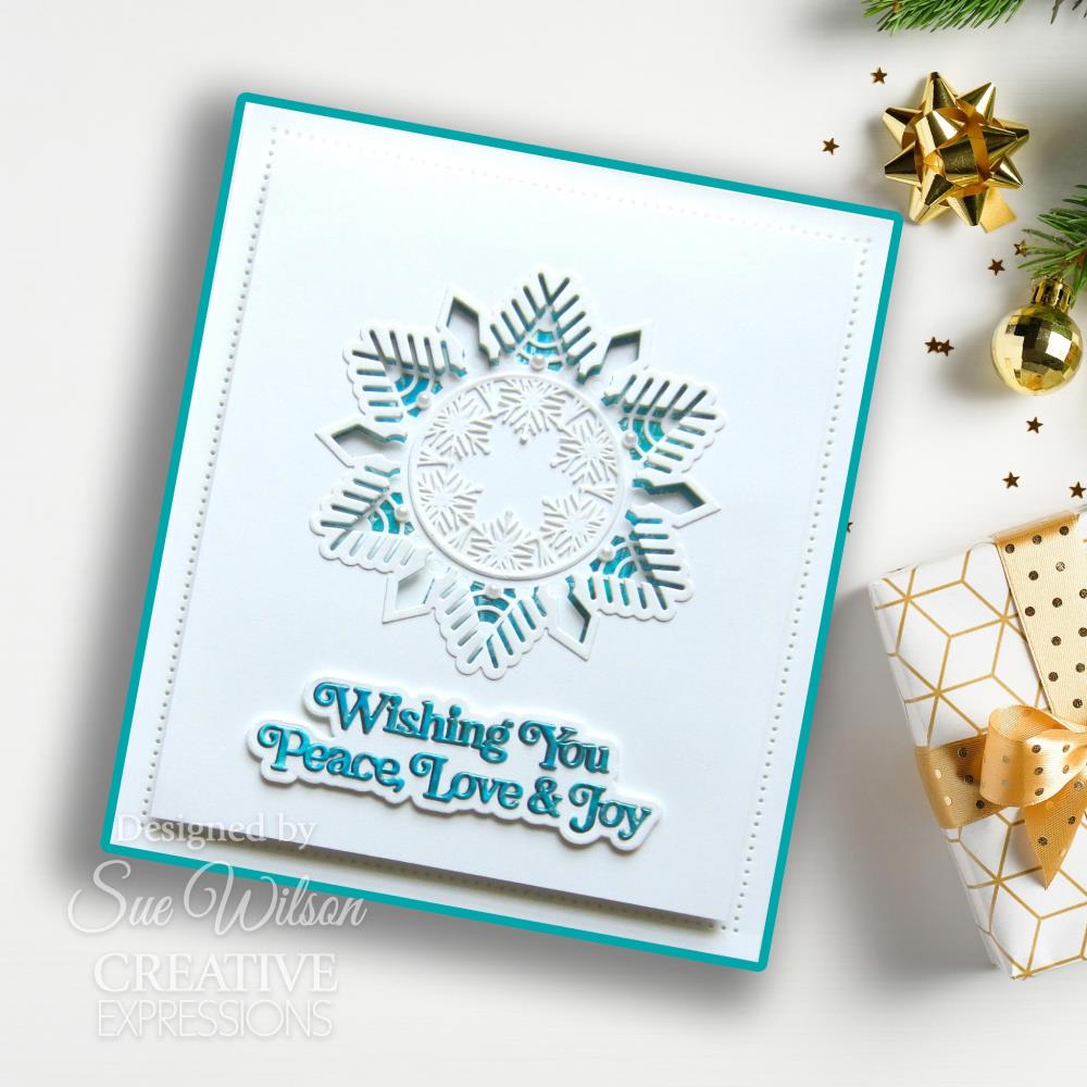 Creative Expressions Festive Shadowed Craft Die: Wishing You Peace Love & Joy, By Sue Wilson (5A00283L1GB5G)