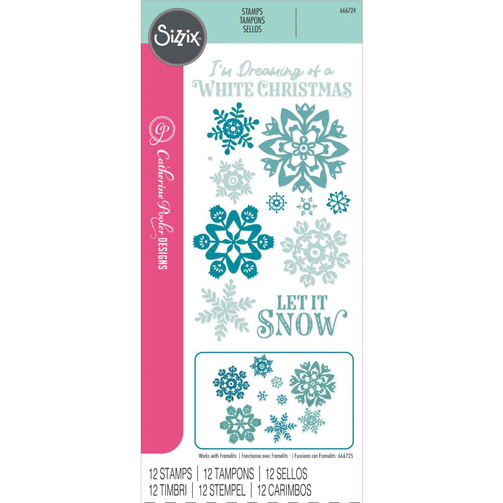 Sizzix Clear Stamps Set: White Christmas, 12/Pkg, By Catherine Pooler (5A00240P1G79Y)