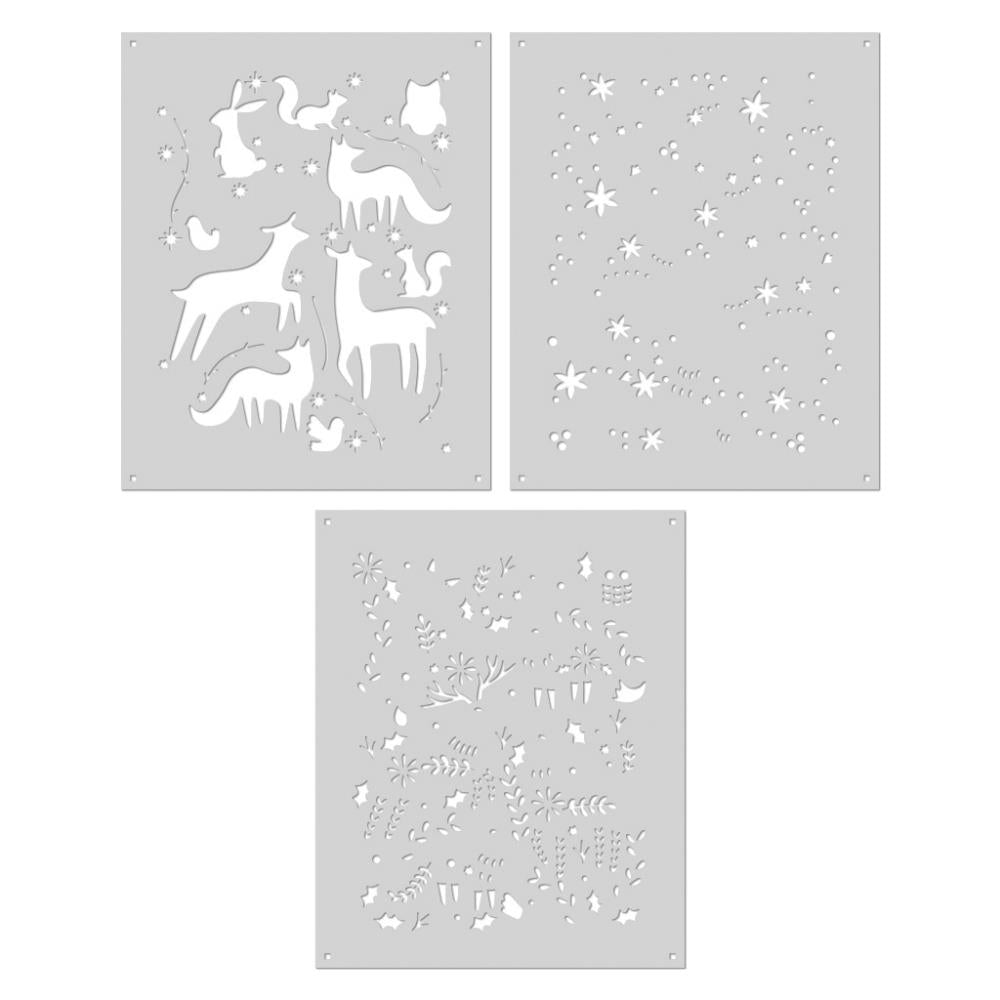 Hero Arts 5.25"X6.50" Color Layering Stencil Set: Folk Winter Animals (HASA257)