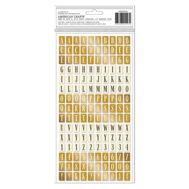 Crate Paper Moonlight Magic Thickers Stickers: Inspired - Alpha - Gold Foil, 300/Pkg (CPMM2036)