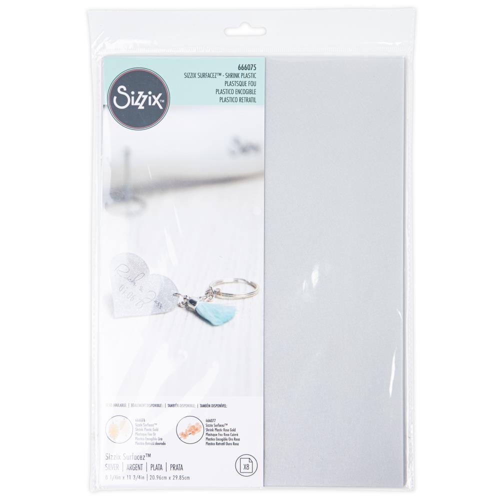 Sizzix Surfacez Metallic Shrink Plastic: Silver, 8/Pkg (SMSP66075)