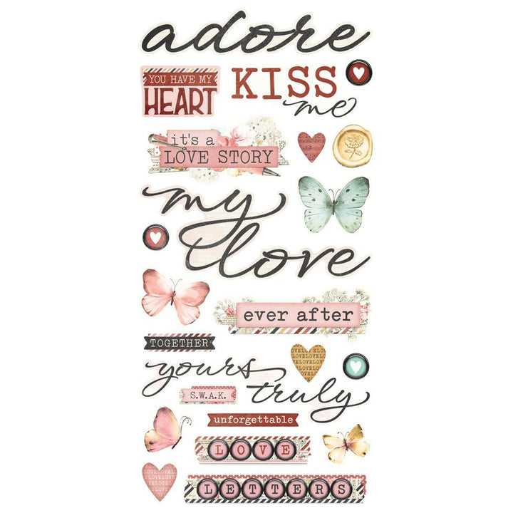 Simple Stories Simple Vintage Love Story Stickers, 50/Pkg (VLO21429)