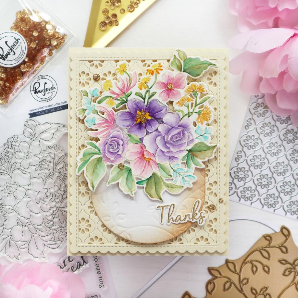 Pinkfresh Studio 4"X6" Clear Stamp Set: Handpicked Flowers (PF152822)