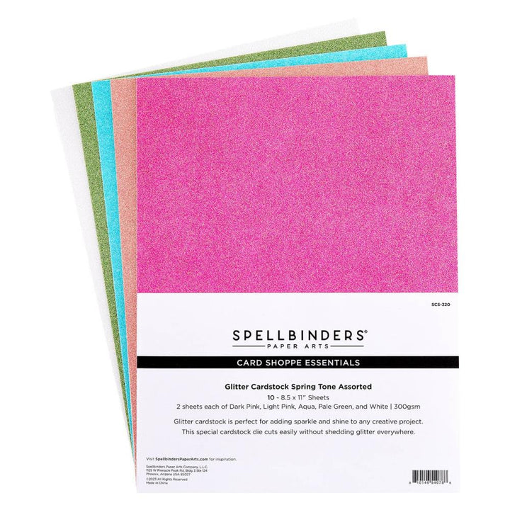 Spellbinders Glitter Cardstock: Spring Tones, 10/Pkg (SCS320)