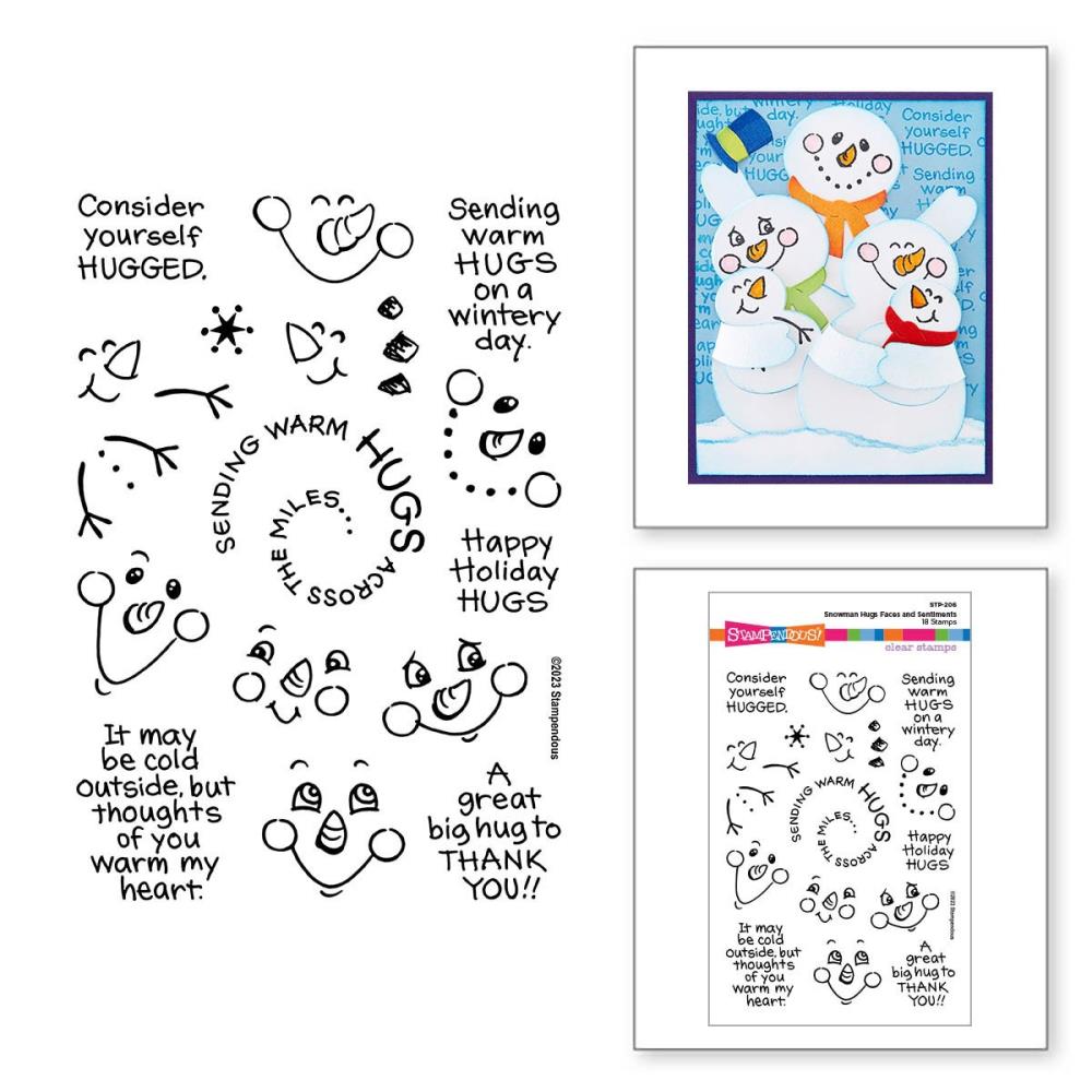 Stampendous Clear Stamp Set: Snowman Hugs Faces & Sentiments (STP206)