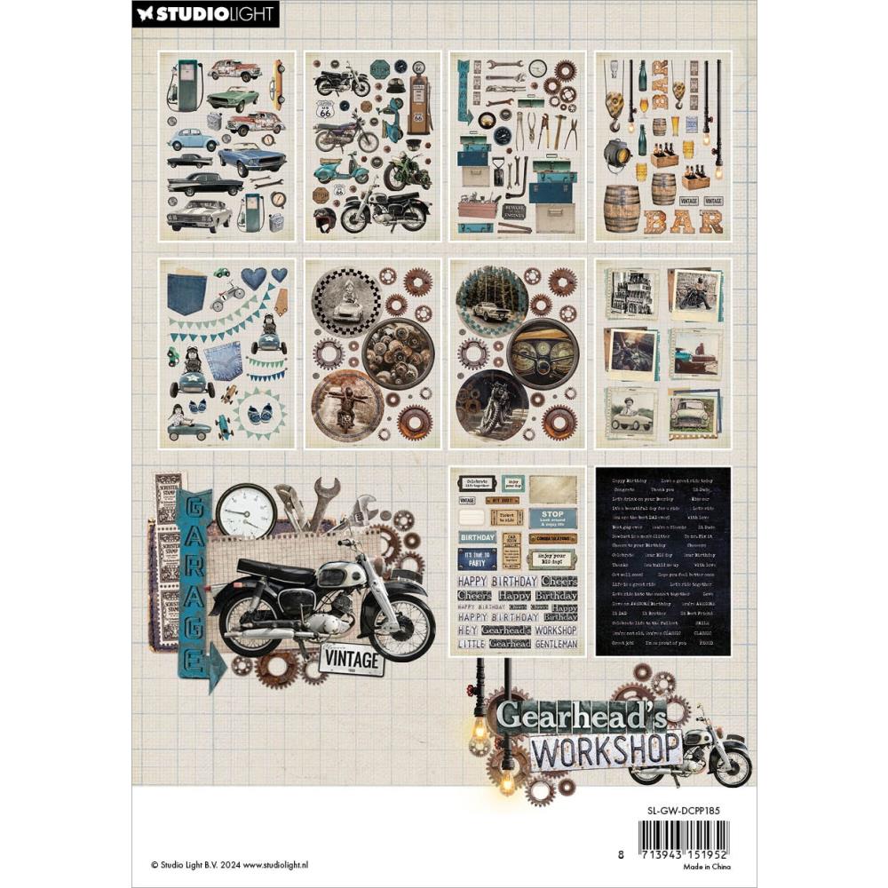 Studio Light Gearhead's Workshop 5.83"X8.25" Paper Pad: Nr. 185, Die-Cut Elements (5A0023HN1G6JD)