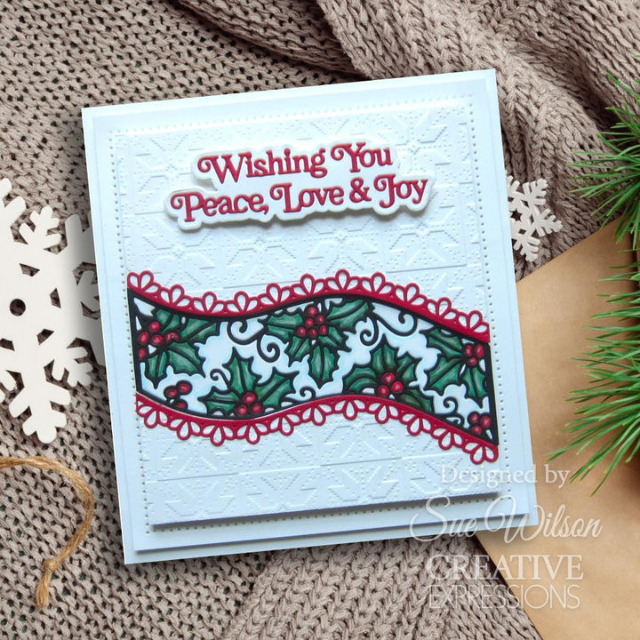 Creative Expressions Craft Dies: Festive Holly Ribbon Wave, By Sue Wilson (5A00283N1GB55)